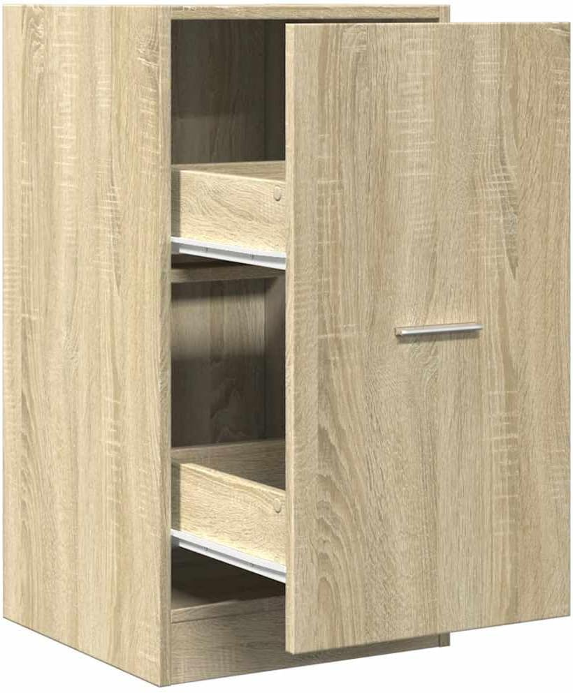 Sonoma Oak Apothecary Cabinet with Sliding Doors, Engineered Wood Medium Storage Cabinet for Organization