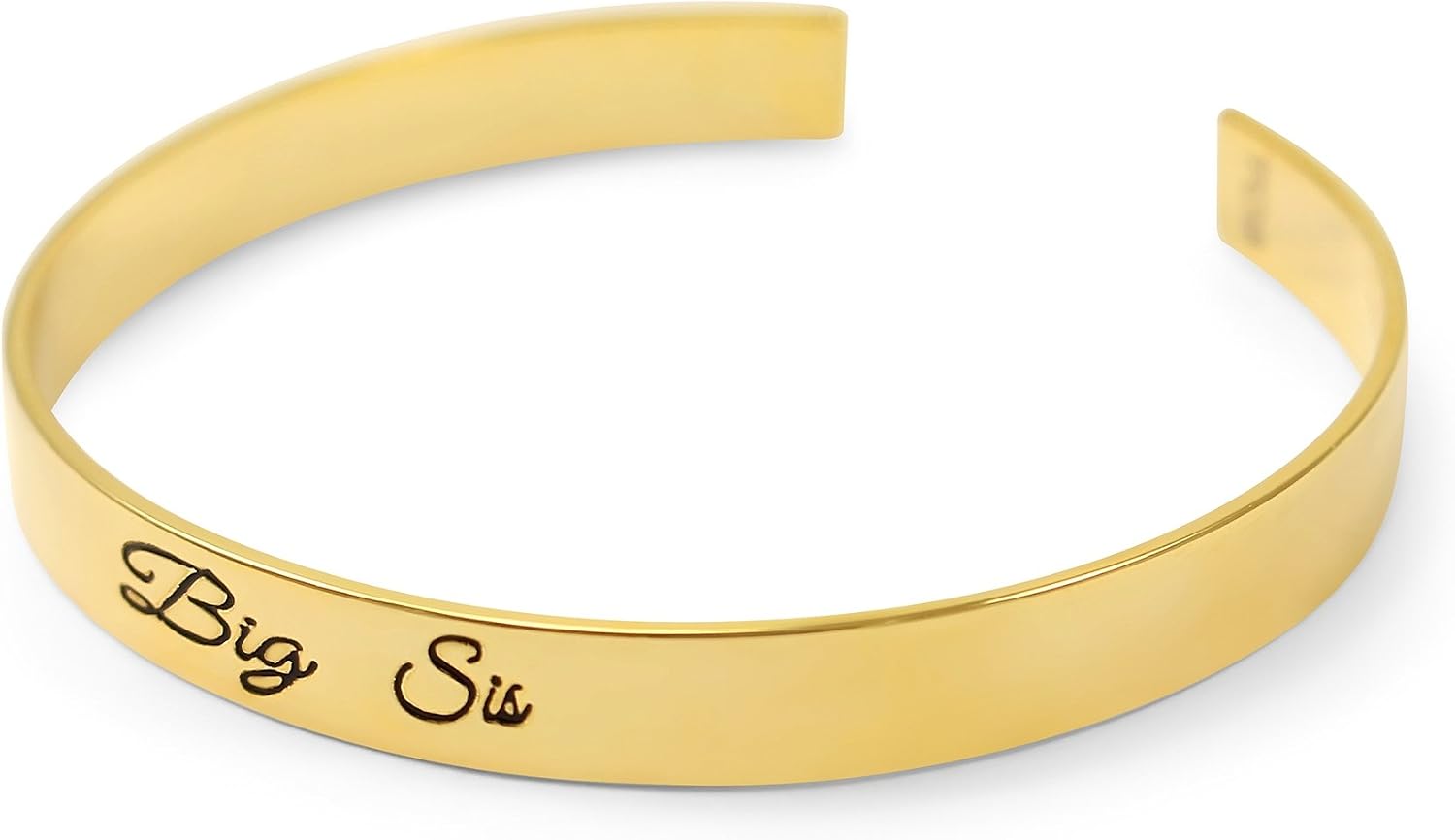 The Collegiate Standard Big Sis Engraved Cuff Bangle Bracelet - 14k Gold Plated