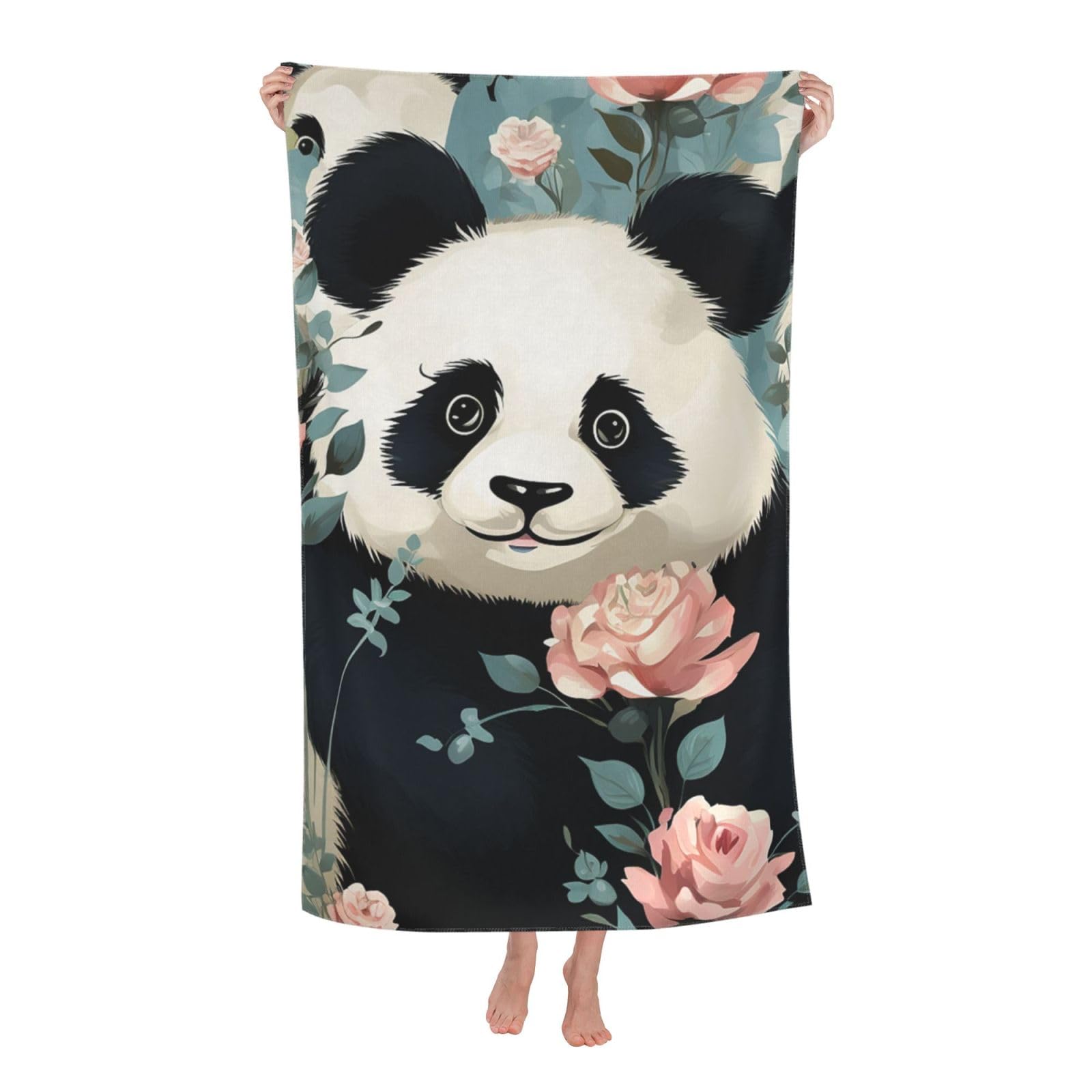 HLBSDM Lovely Panda Printed Beach Towel 52 x 32 in Vacation Essentials Quick Dry Sand Free Pool Swim Towel Super Absorbent Bath Towels Oversized Gym Towels Travel Blanket Gift