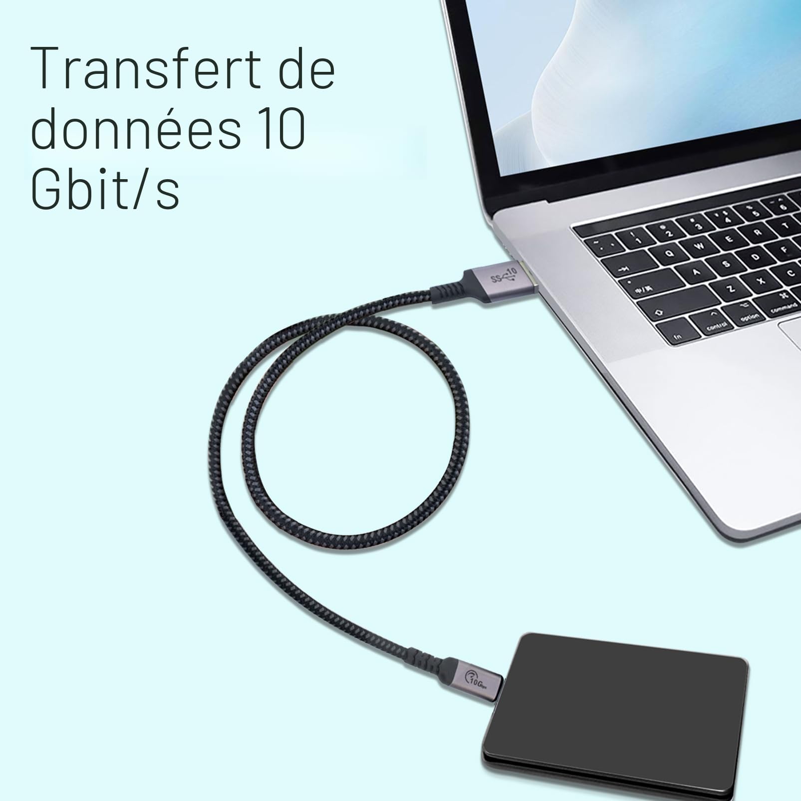 USB Cable 50CM 2 Pack USB A to C 10Gbps USB 3.1 Gen 2 3A Fast Charging Data Transfer for Samsung Galaxy S21 S10 S9 Note 20 iPad Pro GoPro