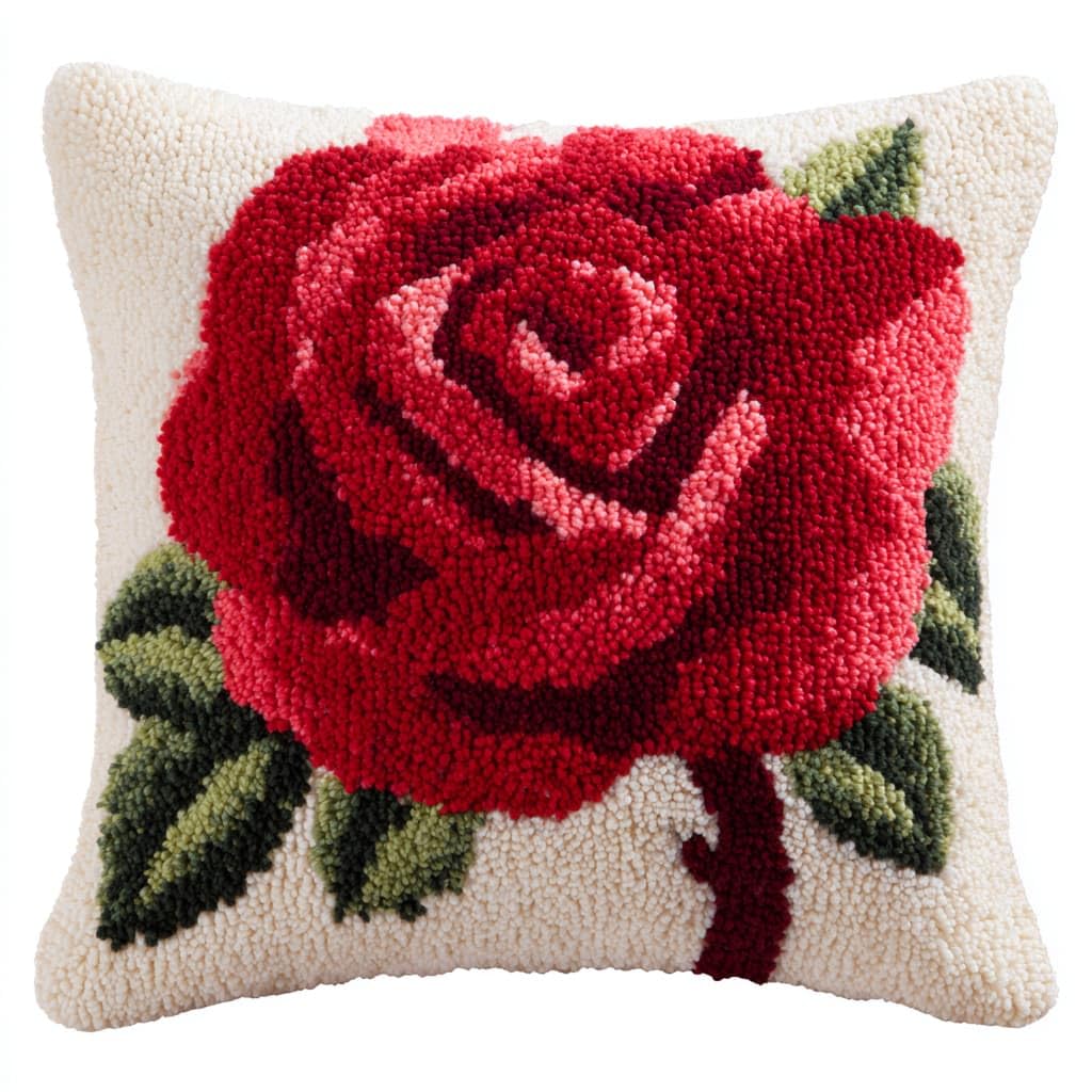 WallustrioaW Latch Hook Cushion Kit,Roses