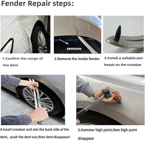 Miniatura 9 de CYGOODS 1 juego de eliminación de abolladuras sin pintura para automóvil, reparación de daños de guardabarros automáticos, barra curvada, barra