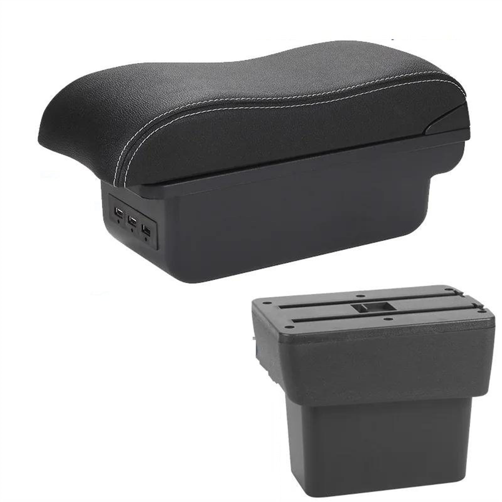 NOHEEU Car Accessories Armrest Box Central Storage Dedicated Interior Retrofit For Note 2016-2022(B3 Black white 3USB)