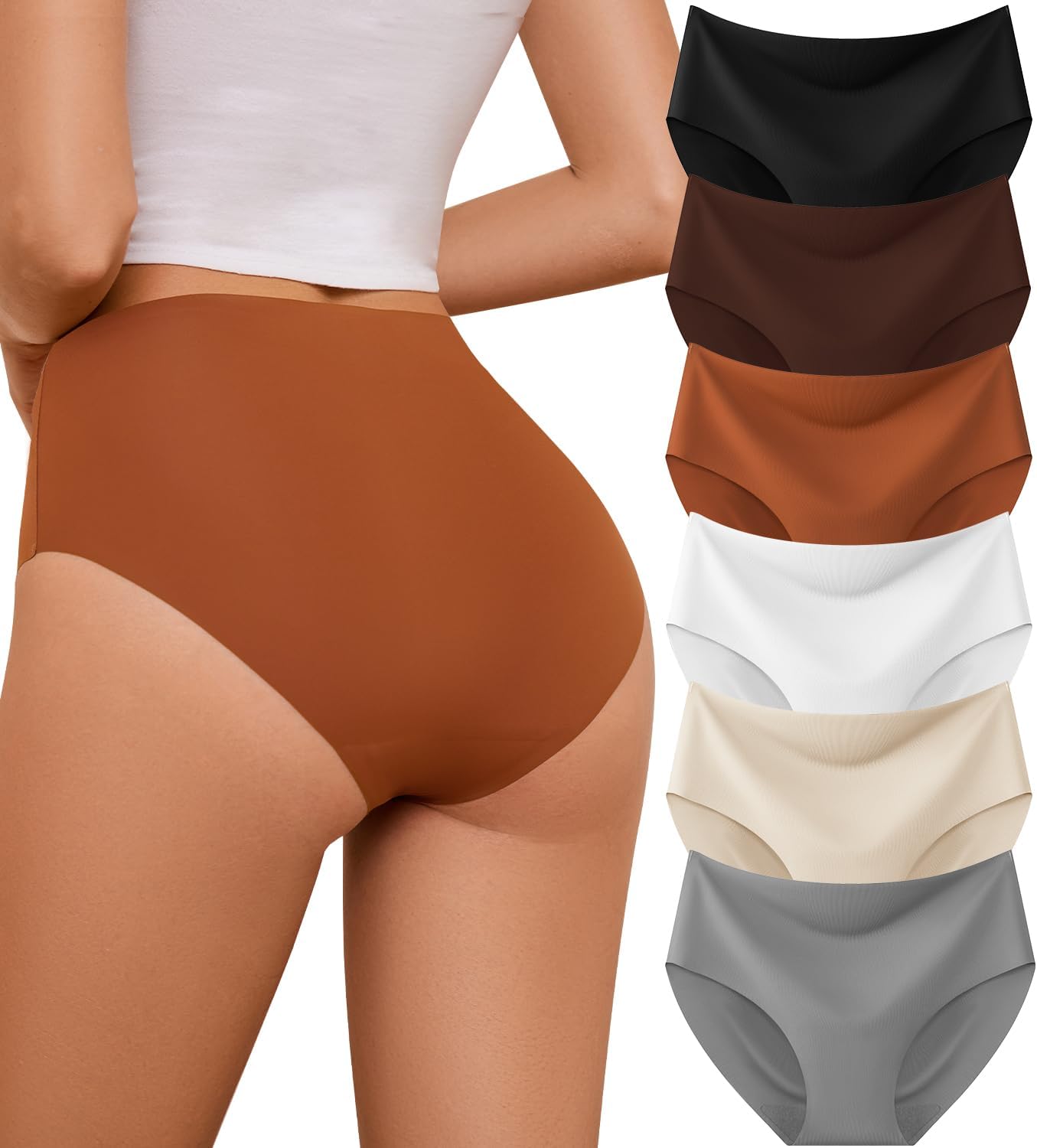 AIVEITE Seamless High Waisted Womens Underwear No Line Full Coverage