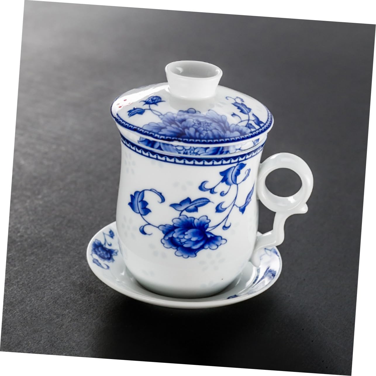 TOYANDONA Keramik Teetasse Mit Deckel Und Sieb Chinesische Teetasse Mit Untertasse Tee Tassen Untertasse Set Für Grünen Tee Jasmintee Oolong Zuhause Büro Restaurant Hotel