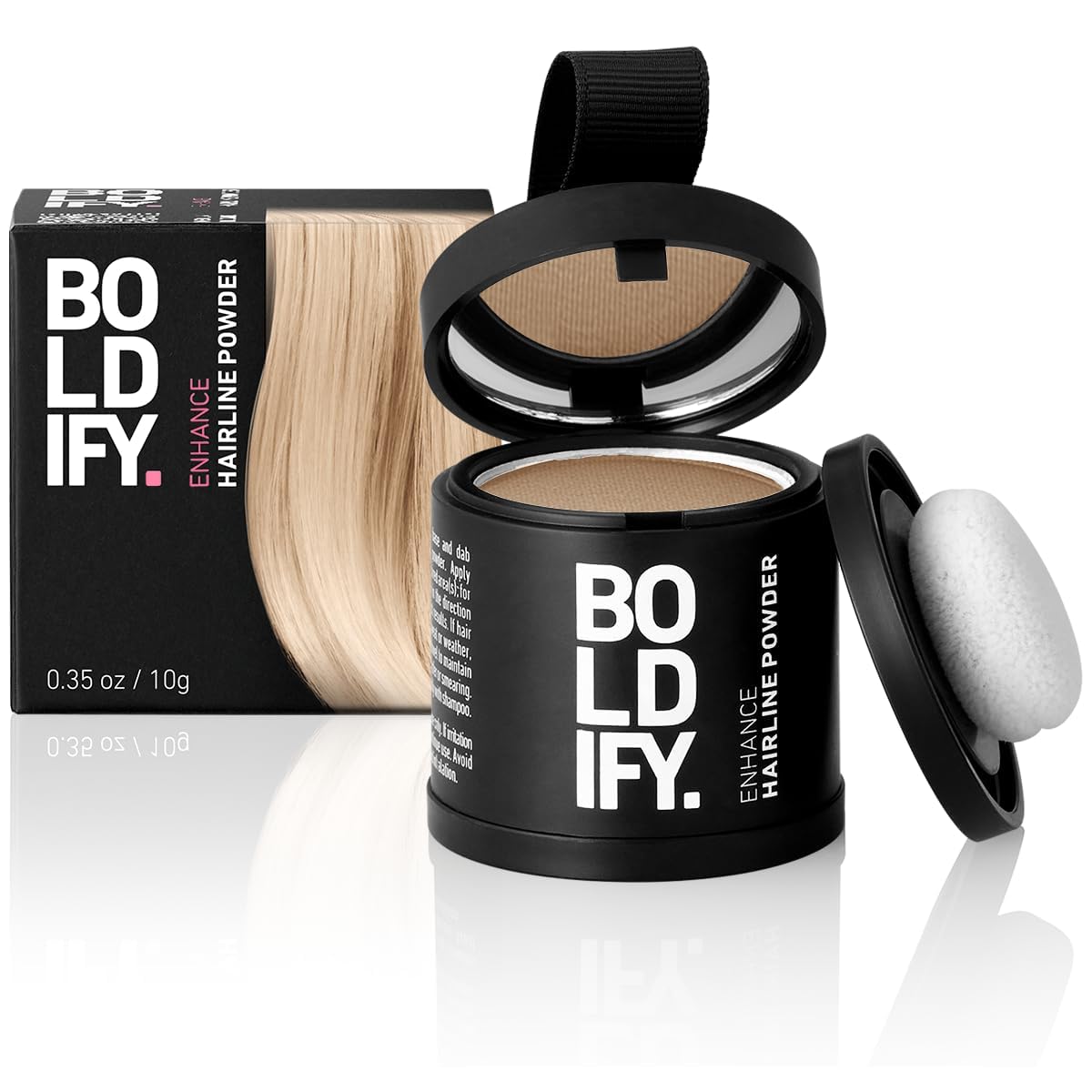 BOLDIFY Hairline Powder (LARGE, 10g) - Root Touch Up Hair Color for Gray Coverage - Bald Spot Concealing Hair Powder for Women and Men - 48-Hour Stain-Proof - Medium Blonde