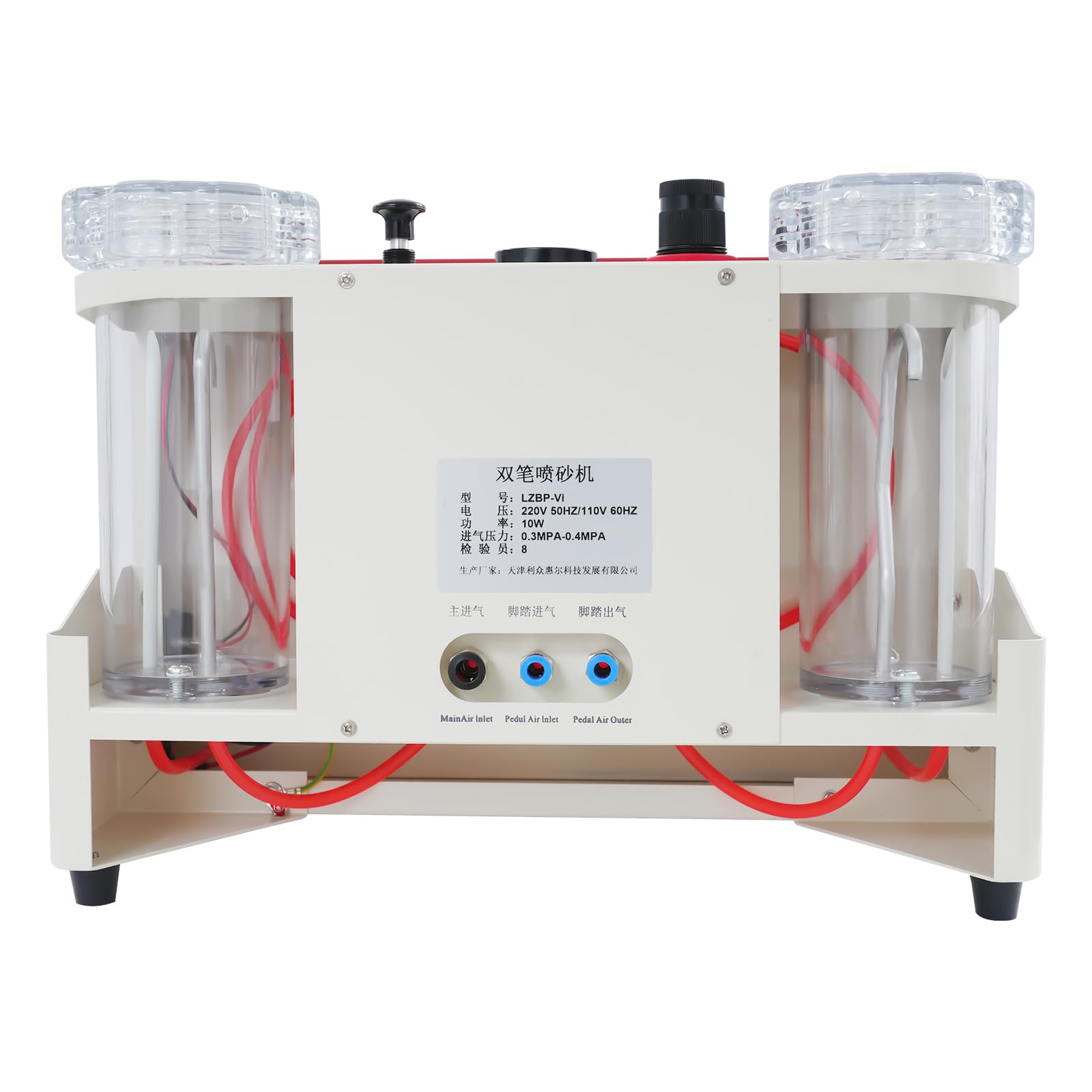 Cabina de chorro de arena, 4 kg, profesional Lab arenado con 2 pistolas de chorro de arena y luz LED, chorro de arena a presión para el tratamiento superficial del material, 220 V