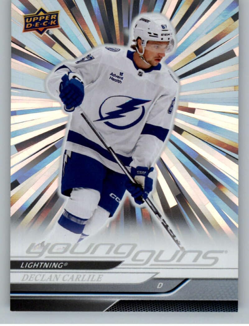 2024-25 Upper Deck Series Two Outburst #467 Declan Carlile RC Rookie Card Tampa Bay Lightning Young Gun Official Hockey Card in Raw (NM or Better) Condition