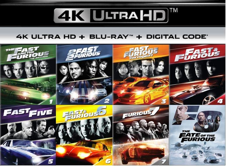 Fast and the Furious 8-Movie 4K Ultra HD Collection Fast & the Furious2 Fast 2 FuriousTokyo DriftFast & FuriousFast FiveFast & Furious 6Furious