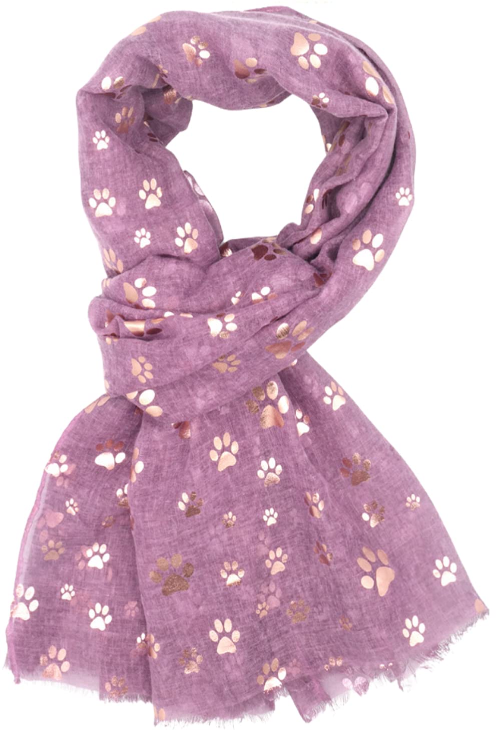 Glamlondon Women's Purple Paw Print Scarf Metallic Foil Animal Cats Dogs Paws Glitter Wraps Shawl Scarves (Purple)