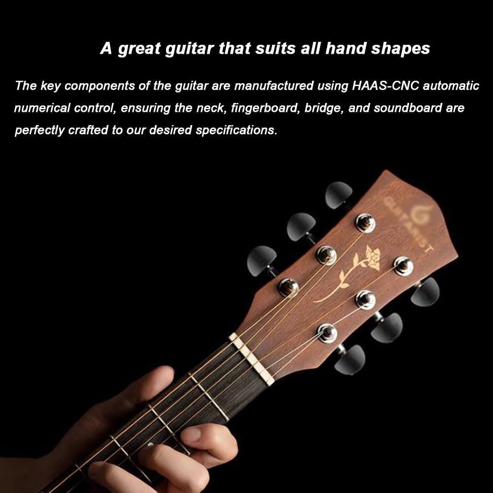 Kit per chitarra acustica, a spalla mancante, per principianti, include custodia, accordatore, tracolla, corde, plettri e capotasto