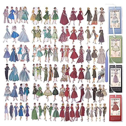 160 Pcs Gente Pgatinas Scrapbooking Stickers Vintage(Con Pinzas)Pegatinas Vintage Para tarjeta postal Scrapbook bullet journal etc