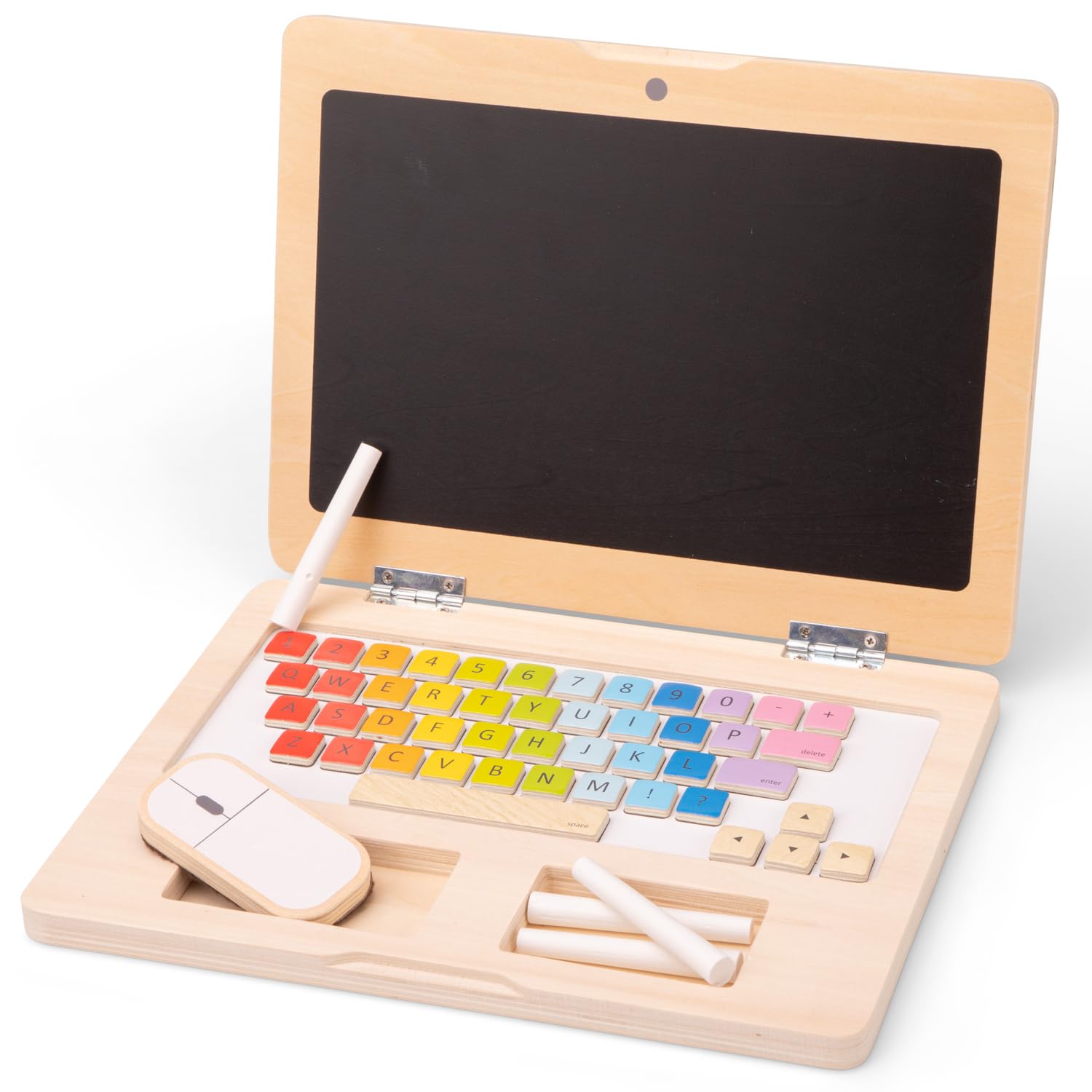 Woet® Portátil de Juguete de Madera para Niños - Juguete Educativo de Imitación - Letras, Números y Formas - A Partir de 2 Años