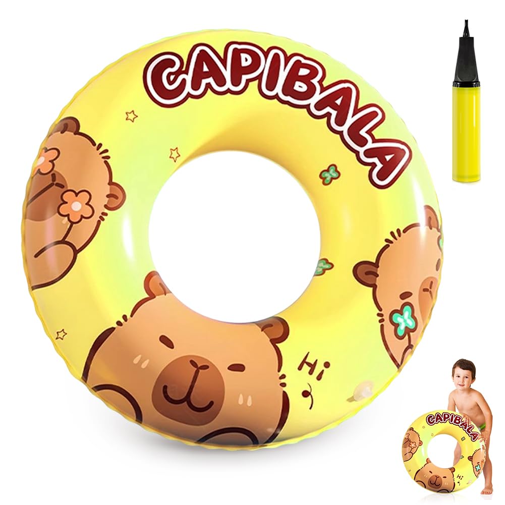 Capybara Swimming Ring for Childrens, Rubber Ring for Kids, Childrens Pool Floats, Child Inflatable Swimming Floats, Summer Pool Toys, Capybara Pools Float for Boys Girls, for Summer Water Party-K
