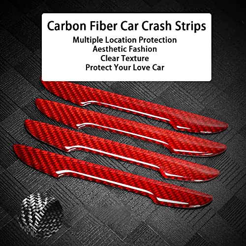 Image of Anti-Scratch Protector Trim,Carbon Fiber Emblem Door Open Rearview Mirror Shell Side Mark Stickers Decals Badge Labeling Sports Decoration Lossless Installtion Accessories 4 Packs Red