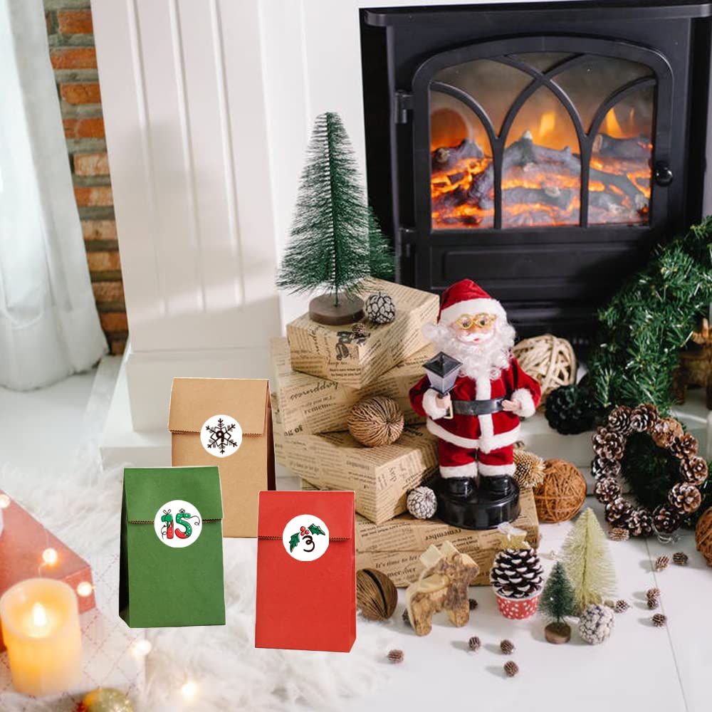 10pcs Adesivi Calendario Avvento, Adesivi Natalizi, Numeri Adesivi