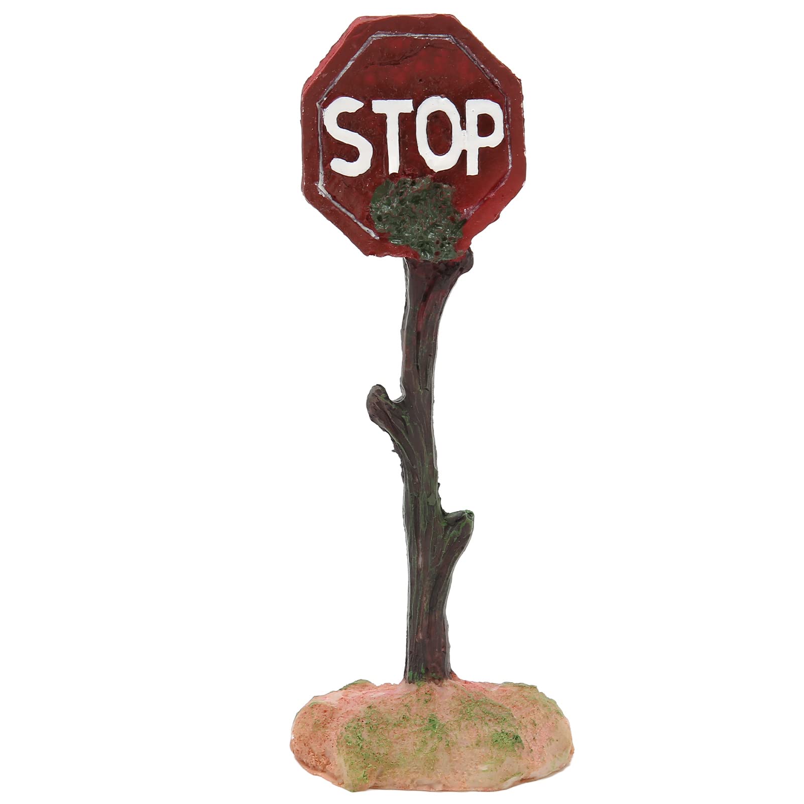 Vitdipy Fish Tank Warning Sign Decoration, Stable Weighted Base Simulation Resin Stop Sign Ornament for Aquarium Landscaping