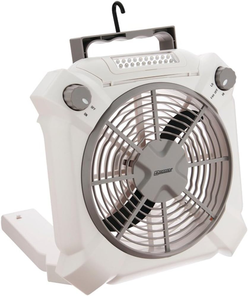 Dorcy Combination 2-Speed 20-LED 3-in-1 Fan and Utility Light with Folding Hook and Stand, White (41-3114)