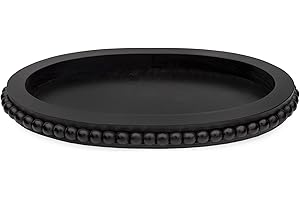 AuldHome Black Oval Beaded Tray