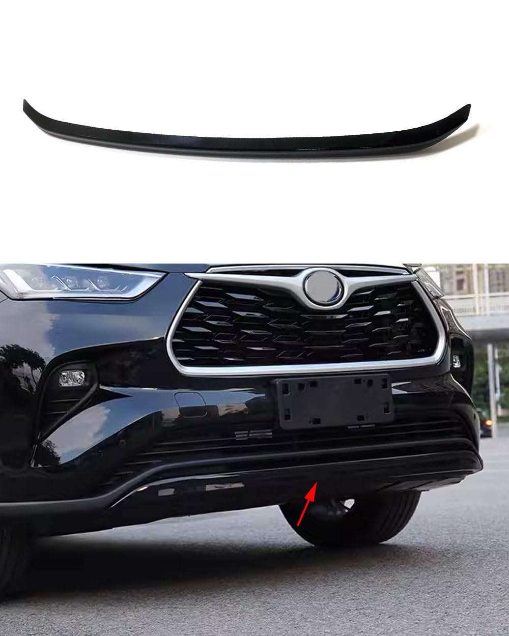 Car Accessories Fit for Toyota Highlander 2020-2025 ABS Exterior Front Bumper Protector Guard Cover Trim Black 1PC Set