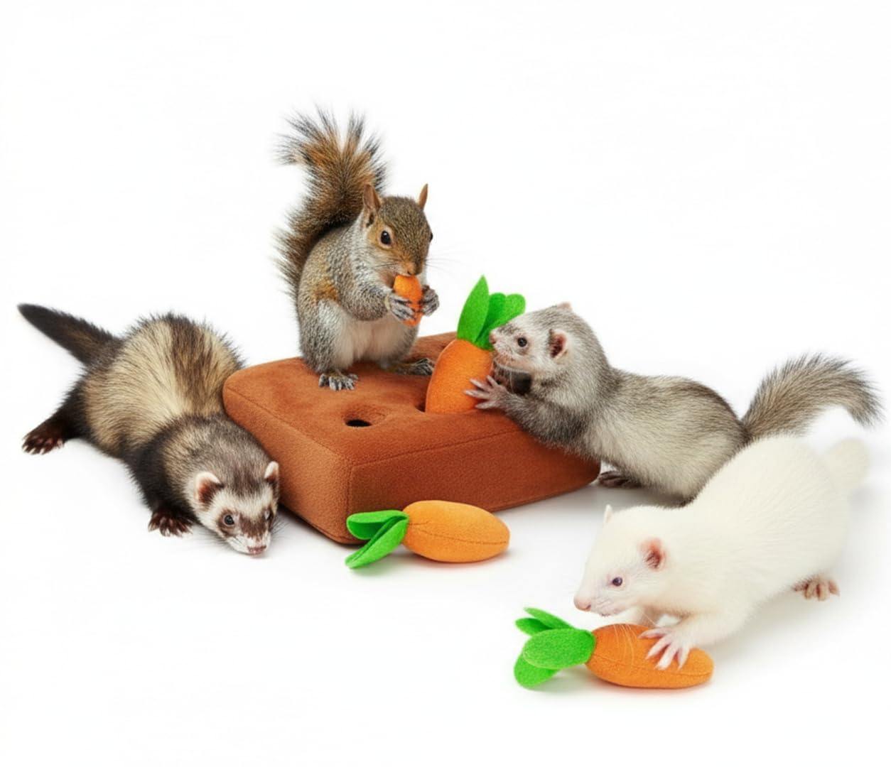 Frettchen-Spielzeug für Futtersuche, Karotte, Schnüffelmatte, interaktives Haustier-Leckerli-Anreicherungsspielzeug für kleine Tiere, Kaninchen, Kaninchen, Chinchilla, Meerschweinchen, Hamster (6