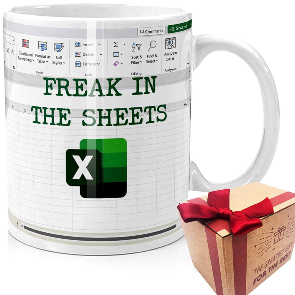 Freak In The Sheets Excel Mug, Funny Spreadsheet Excel Mug, Accountant Mug Gifts for Men Women Coworkers Accounting Boss Friends NA CPA CFO, Accounting Graduation Gifts, Funny Excel Shortcut Mug-43