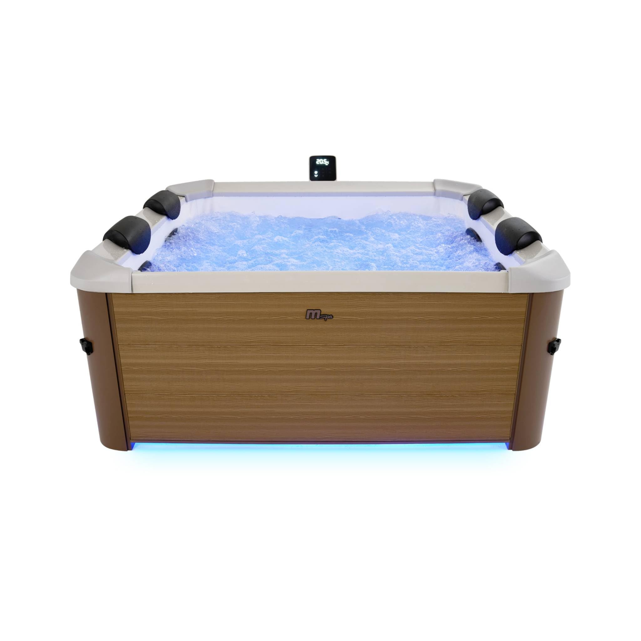 sweeek - Spa Rigide 6 Places hydromassages. 4 Coussins avec Housse de Protection. Oslo Amber. Beige. L 160 x P 160 x H 65 cm