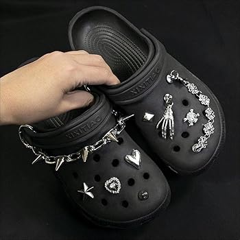 12 Ciondoli Punk Per Scarpe - Accessori Metallici Con Catene Per Clogs E Sandali