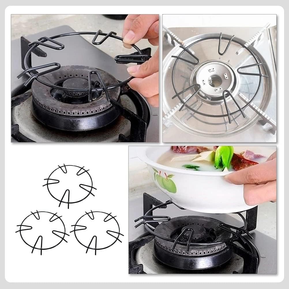 3pcs Gas Stove Brackets Cooktop Burner Grate Stove Rack Wok Support Five Ear Trivets Range Pan Holder Stand