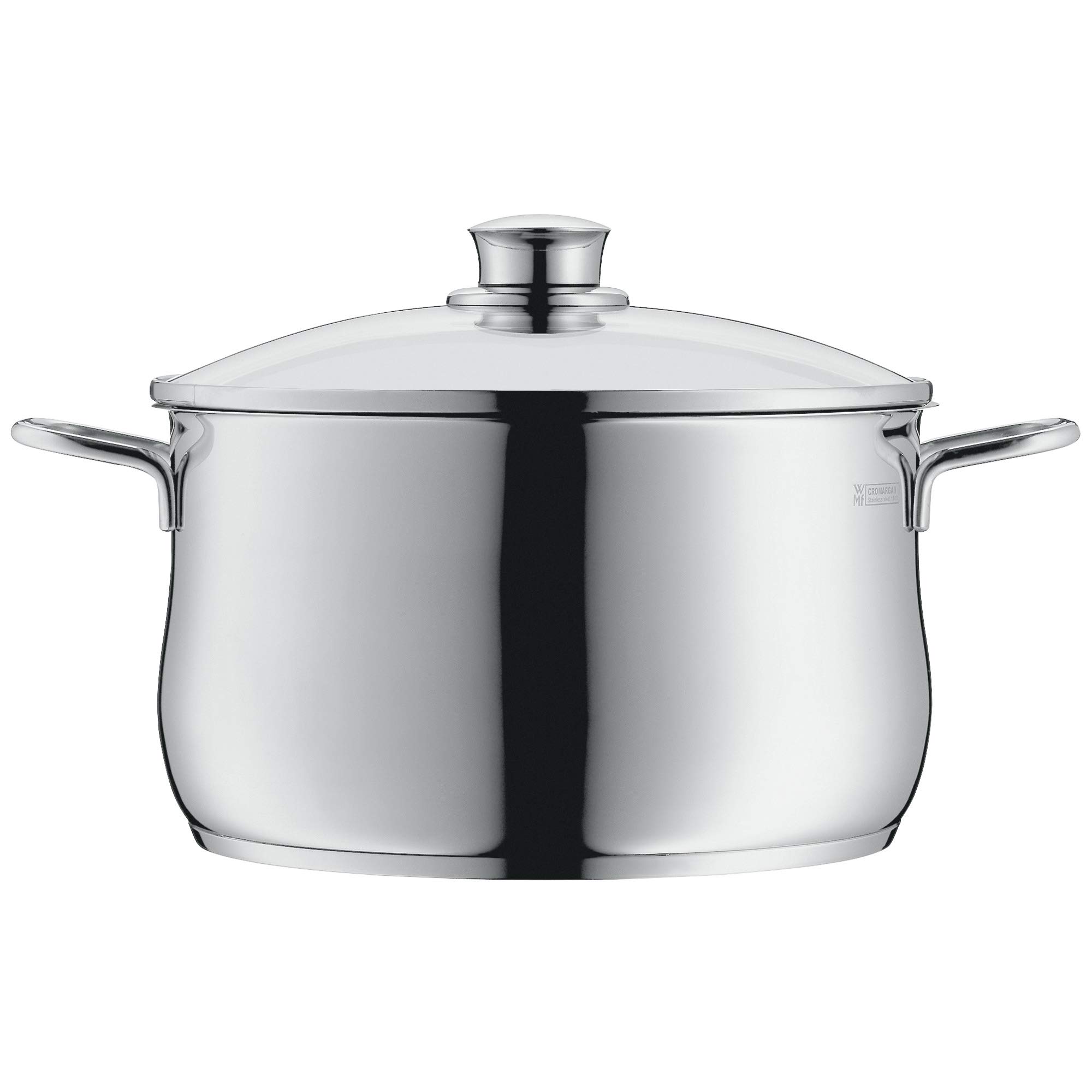 WMF Diadem Plus Pannenset 6-delig, 3 x Kookpan Midden (16, 20, 24cm) 2 x Kookpan Laag (16, 20 cm) koekenpan 24cm, Alle Warmtebronnen incl. Inductie. Glazen deksels, Vaatwasmachine bestendig