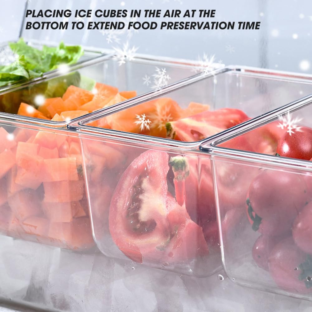 Bandeja de condimentos de 5 compartimentos con tapa, extraíble para aperitivos, frutas y aperitivos, perfecta para fiestas, bares y reuniones