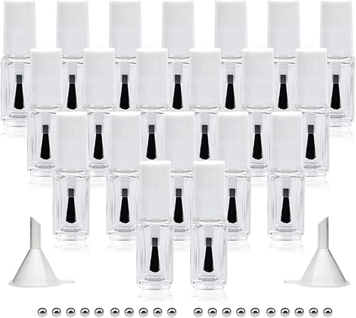 Miniatura 7 de Agidea Botellas vacías de esmalte de uñas con cepillo redondo de 0.17 onzas líquidas, paquete de 20 recipientes pequeños de vidrio vacíos