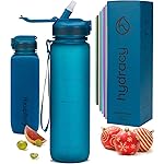 Hydracy Water Bottle with Times to Drink & Straw - Large 32 Oz BPA Free Motivational Water Bottle & No Sweat Sleeve -Leak Proof Gym Bottle with Time Marker - Ideal for Fitness, Sports & Outdoors