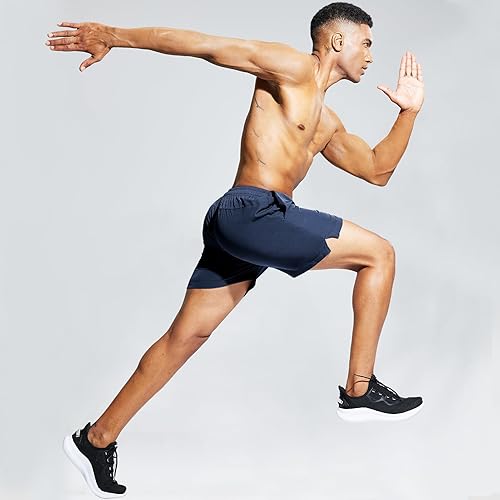 Miniatura 6 de Haimont Pantalones cortos deportivos para hombre de 5 pulgadas para gimnasio, deportes, entrenamiento activo con bolsillos, secado rápido,