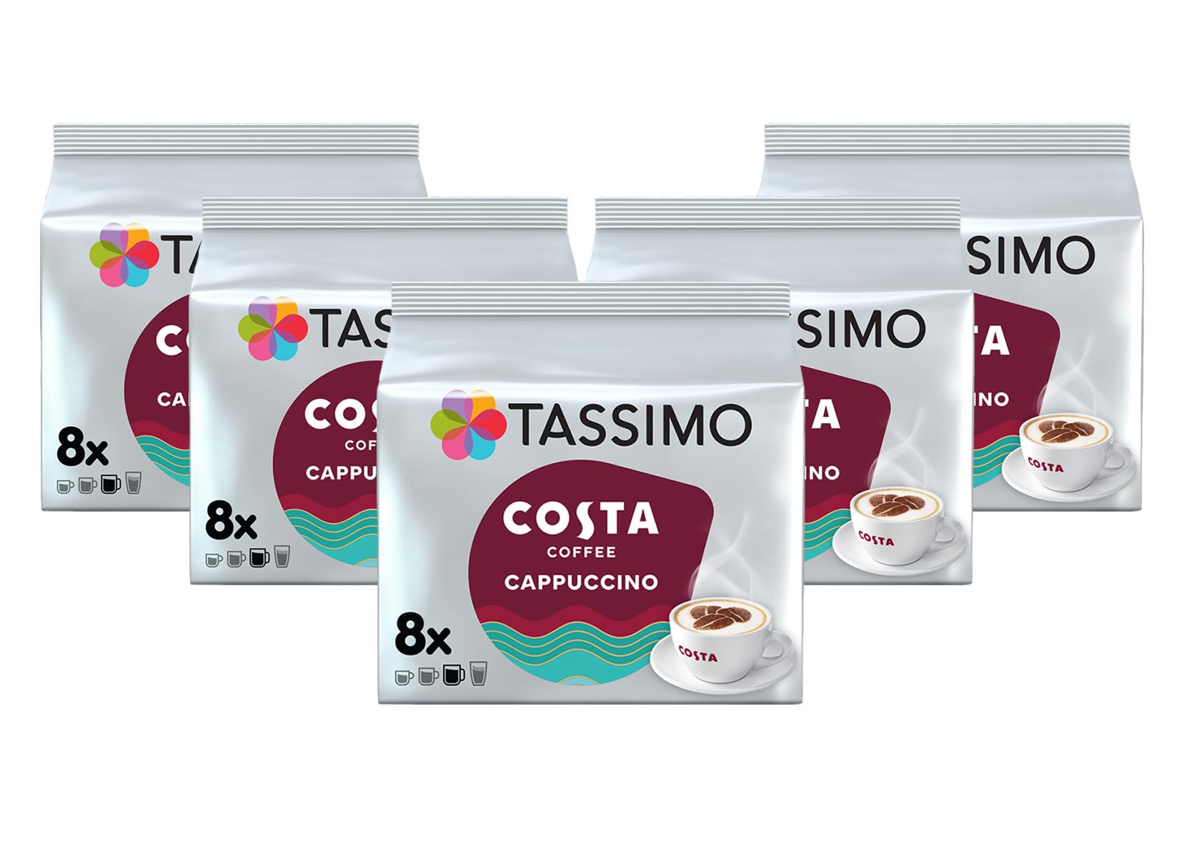 Costa Cappuccino Coffee Pods x 8 (Pack of 5, Total 40 Drinks)