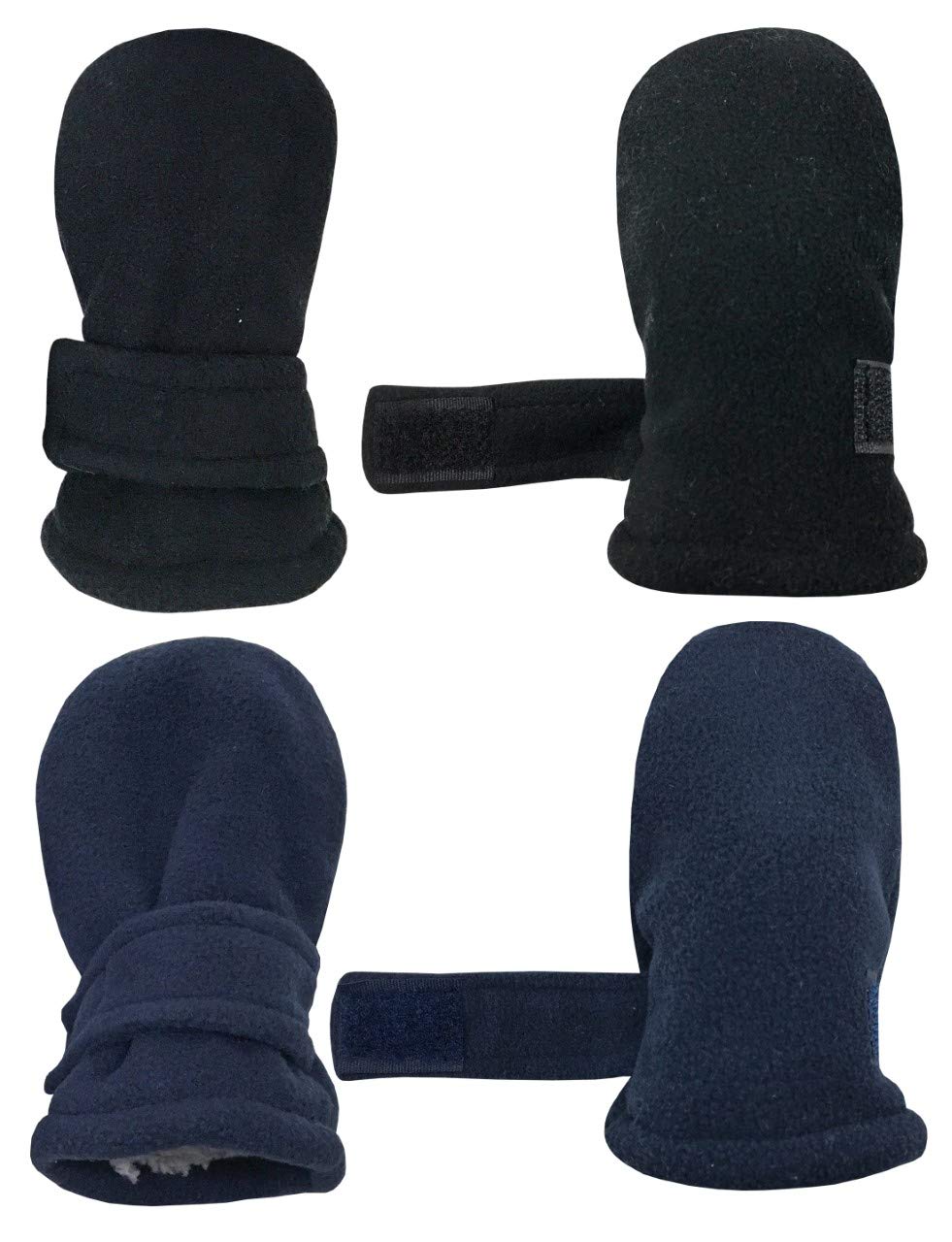 N'Ice Caps - Manoplas de forro polar para niños y bebés (2 pares) - Negro - 3-6 meses