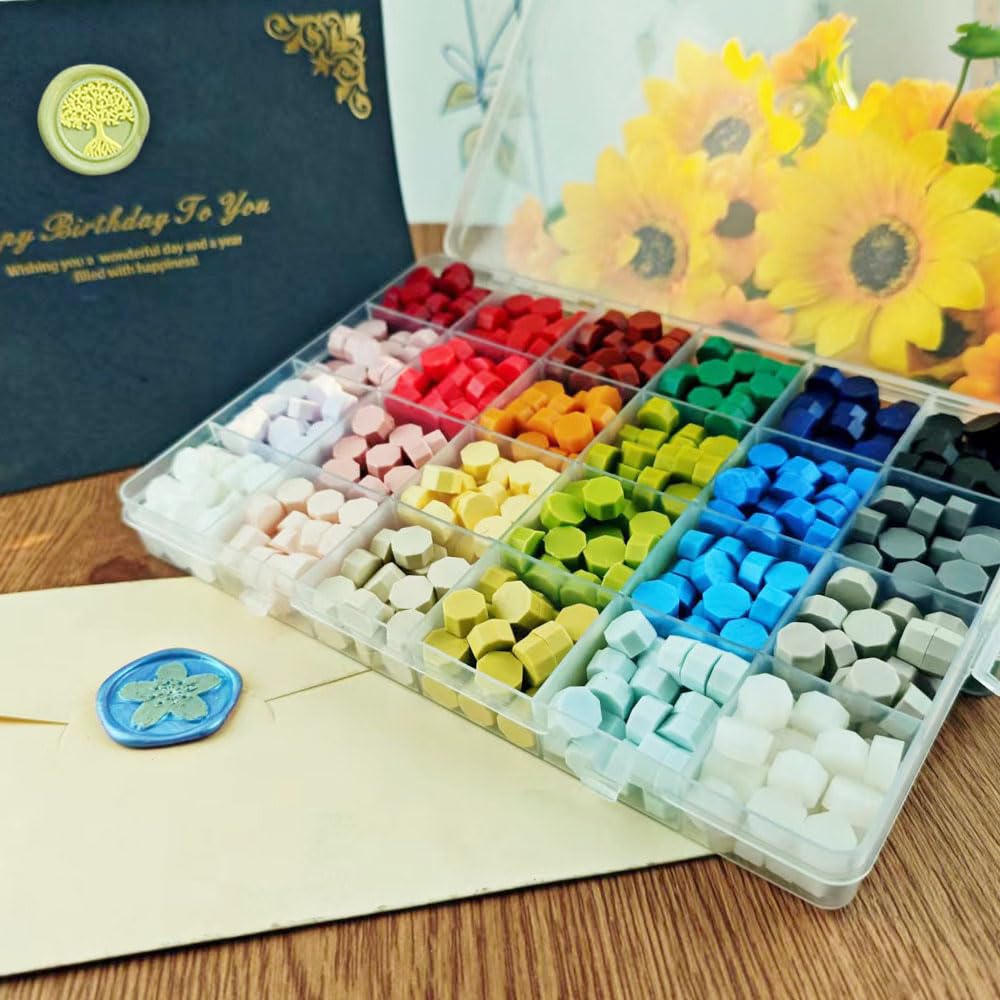 Ioggtser 24 Color Wax Seal Beads Kit with 600PCS Beads for Letter Sealing, multicoloured - Image 4
