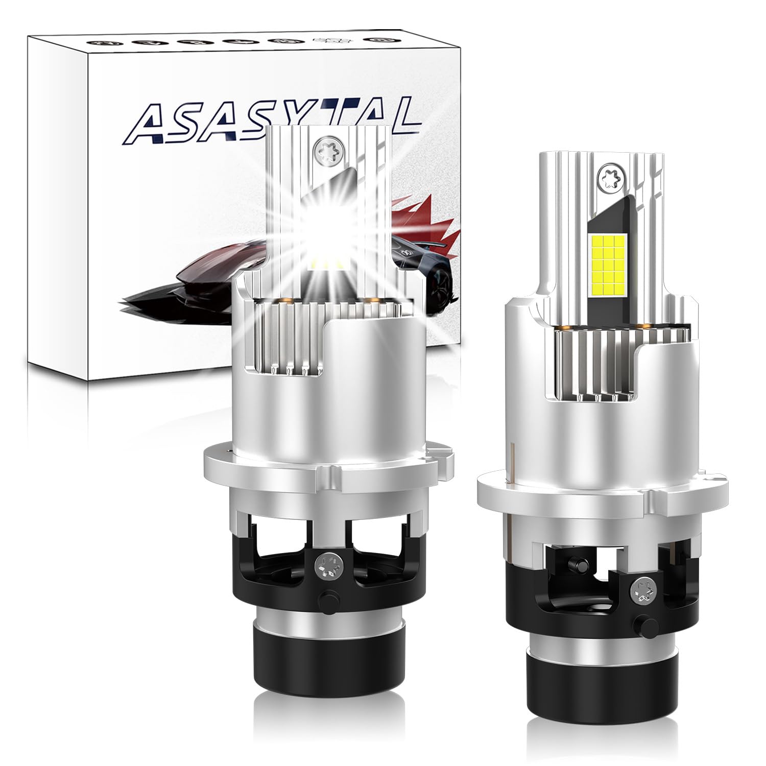 D2S D2R Ampoules de Phare LED HID 35W, 6500K Blanc pur Canbus Sans Erreur, Dimensions de base d'origine Plug&Play Direct avec Xénon OEM Ballast, pour Conversion Lampe de Voiture LED,1 Paire