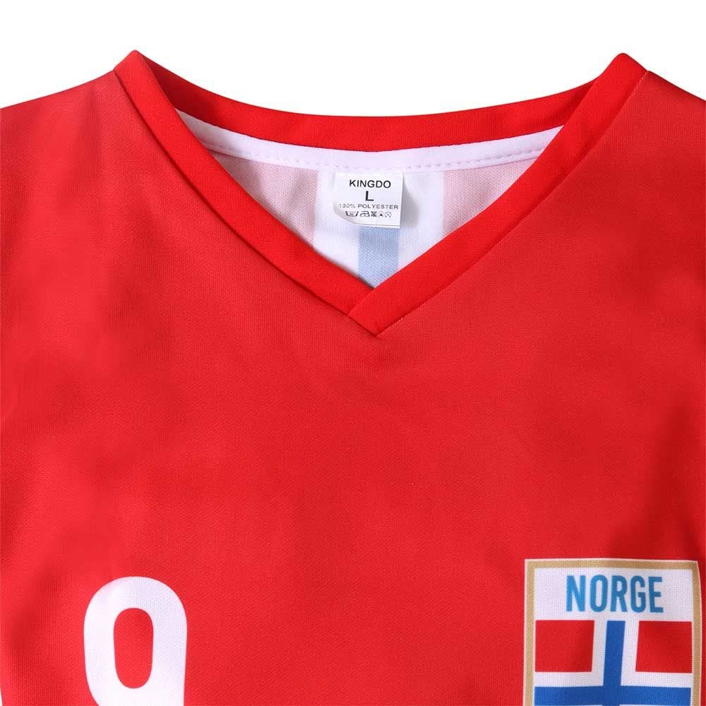 Kingdo Kit da Calcio Norvegia Haaland - Bambino e Adulto - Ragazzi - Uomini - Divisa da Calcio - Maglietta Sportiva - Abbigliamento Sportivo
