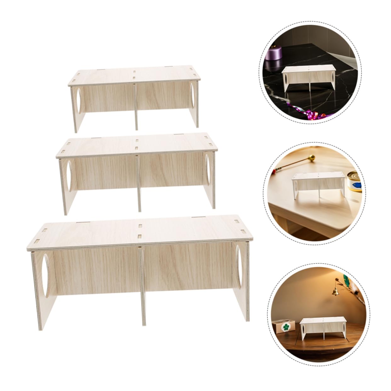 Maison pour Hamster en Bois, Cachette à Plusieurs Pièces, Lot 3 Pièces