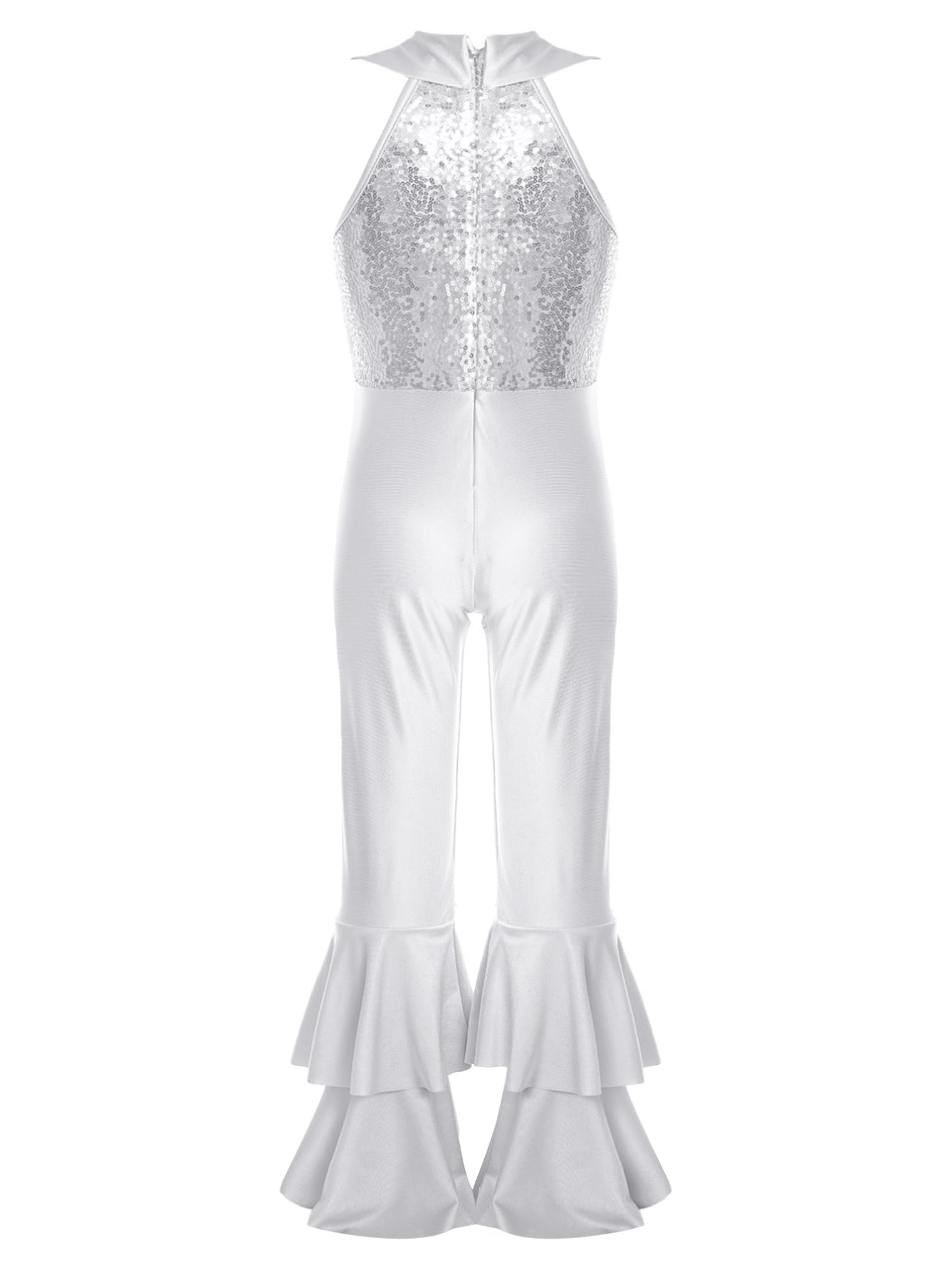 TiaoBug Mono Largo Con Lentejuelas Brillantes Para Niña Maillot De Gimnasia Deportiva Sin Manga Disfraz De Discoteca Hippie De Los Años 70 Y 80 Ropa De Baile
