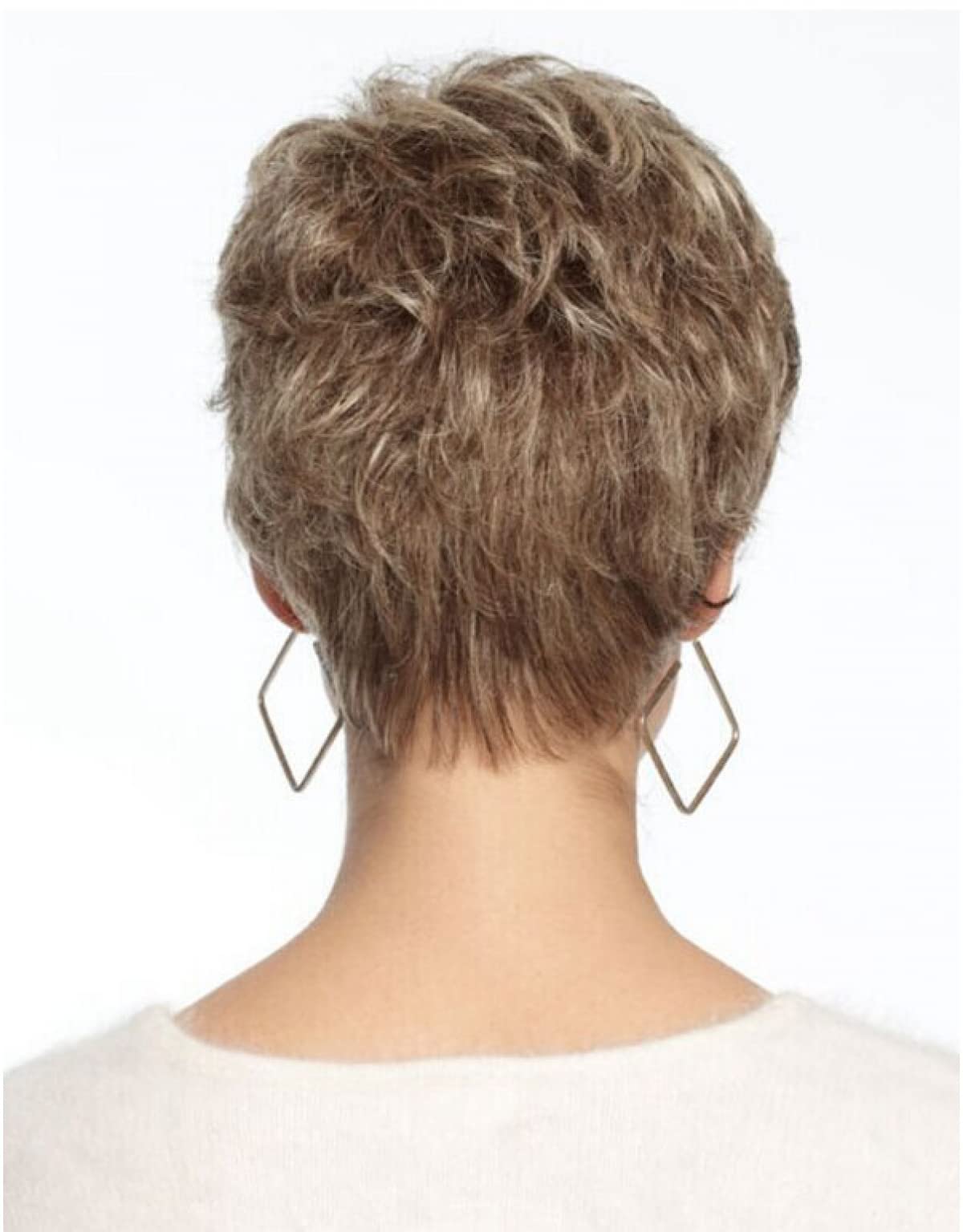 Pelucas de cabello dorado para mujer, pelo corto esponjoso, con flequillo oblicuo, rubio, rizado, peluca de cabello de aspecto natural para uso diario, adecuada para niñas de mediana edad y mujeres