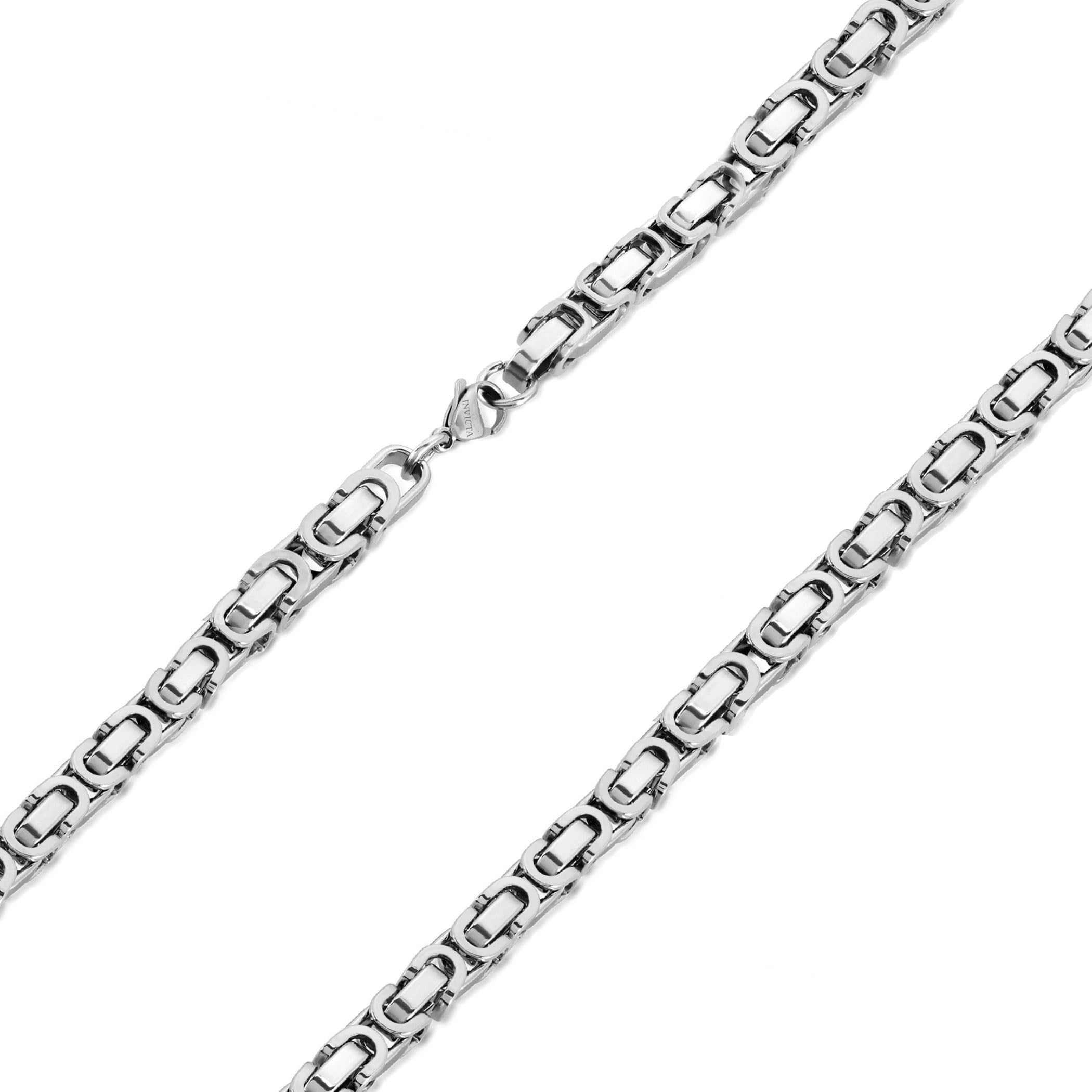 Invicta Jewelry Stainless Steel Necklace for Men, Polished Byzantine Chain (8mm) - 26-Inch