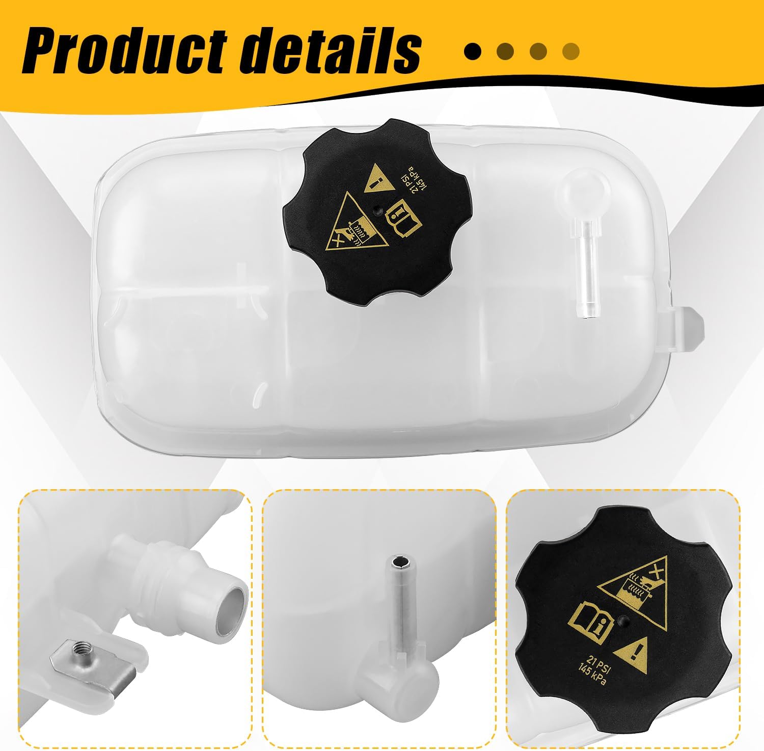 68283565AB Engine Coolant Reservoir Tank Overflow Reservoir with Cap Compatible with Jeep Wrangler V6 3.0L 3.6L 2018-2024 Replace CH3014196 Expansion Tank Overflow Bottle