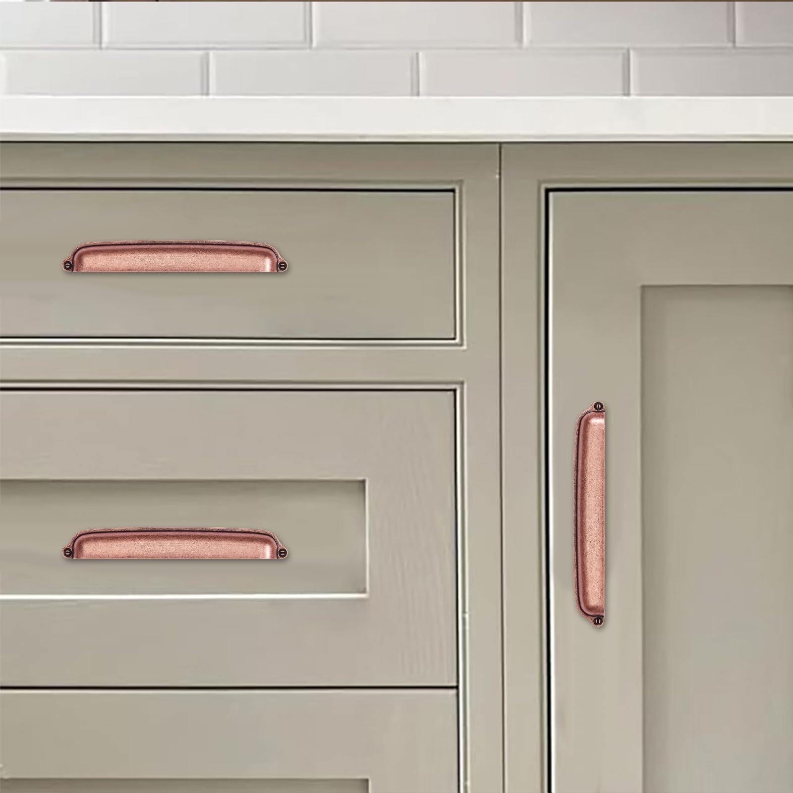 KHTUMEWARE-170357 Antique Copper Cabinet Pulls CTC 2-1/2 in (64 mm) 2-Pack in Antique Copper — KHTUMEWARE