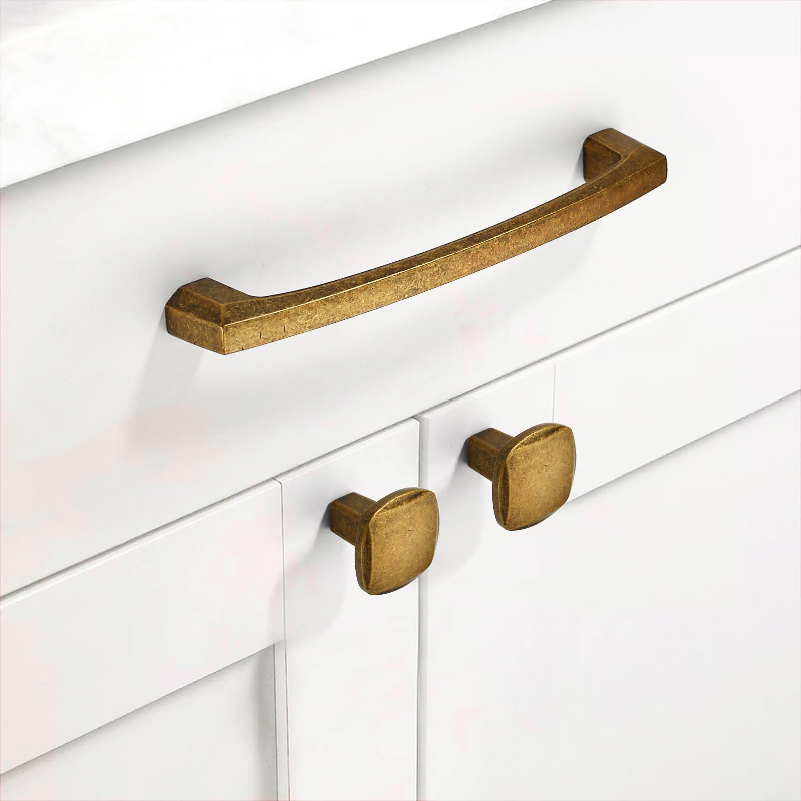 Coinkoly Pack of 6 Furniture Handles, Antique Brass, 128 mm Hole Spacing, Furniture Handles, Cupboard Handles - Image 3