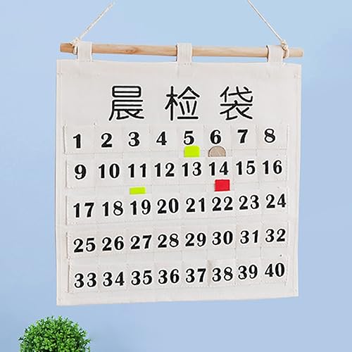 Miniatura 2 de Bolsillo mensual con calendario mensual, práctico calendario para teléfonos, bolsillo de algodón y lino, bolsillo para el aula con calendario