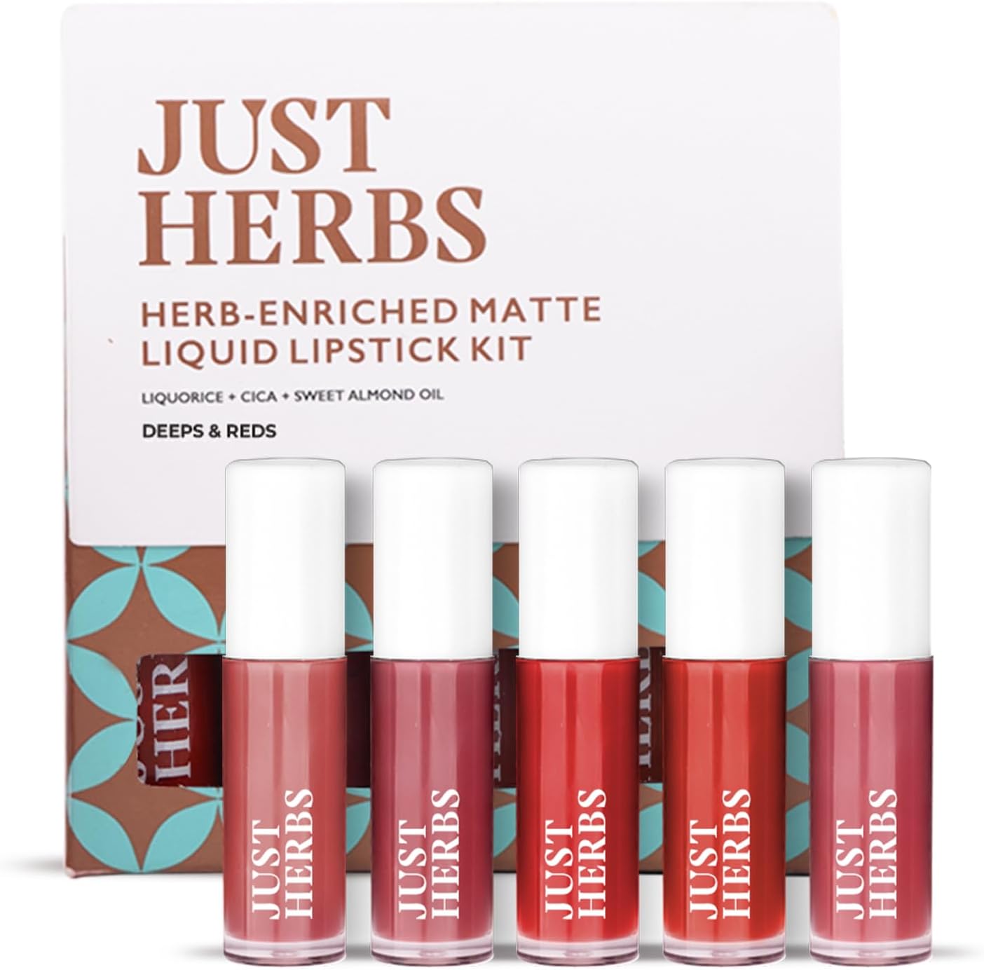 Herb Enriched Matte Liquid Lipstick | Set of 5 | Liquid Lipstick for Women | Deeps & Reds Shade | Hydrating & Lightweight | Ashwagandha & Brahmi - 1ml x 5u