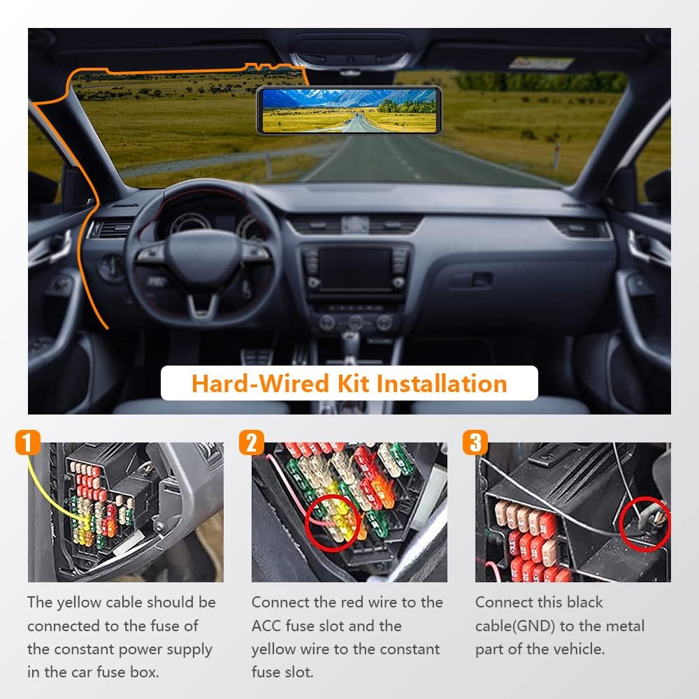 WOLFBOX G700 Mini USB Port Hardwire Kit, Parking Monitoring Cable for