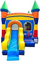 Vista 10 de Crossover - Casa inflable de rebote con tobogán (sin soplador) de 18 x 12 x 14.5 pies, bloque de construcción, casa de rebote combinada con aro